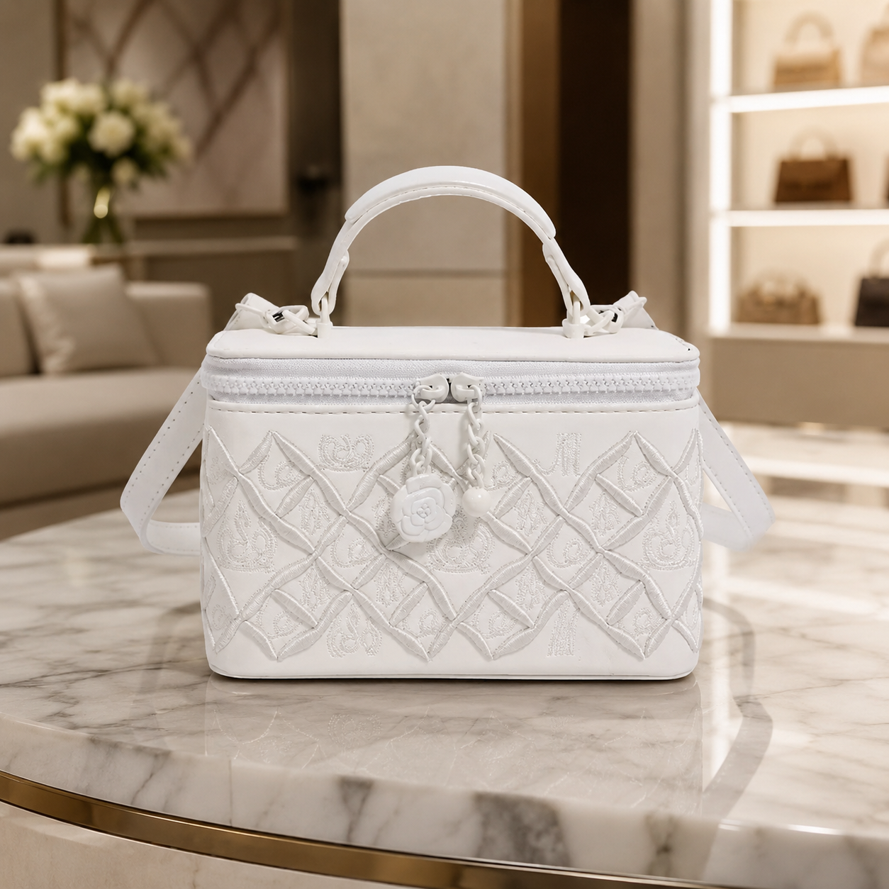 Embroidery Virelle Fleur Luxe Vanity Bag