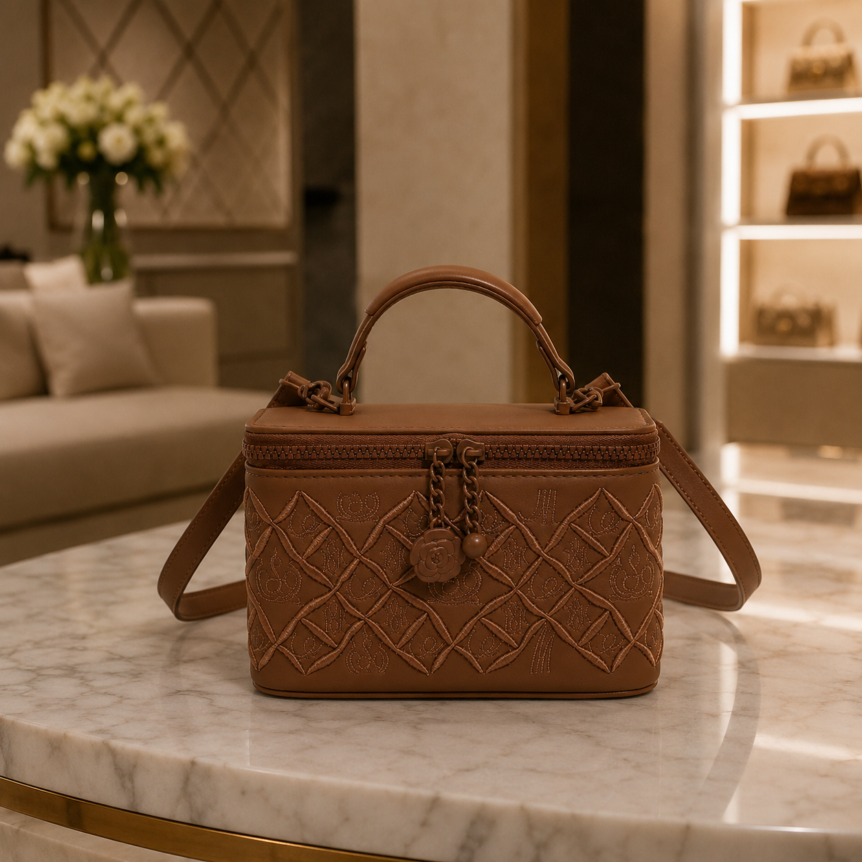 Embroidery Virelle Fleur Luxe Vanity Bag