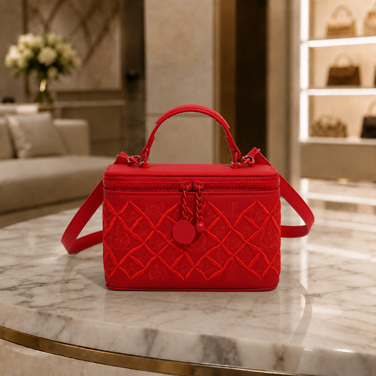 Embroidery Virelle Fleur Luxe Vanity Bag