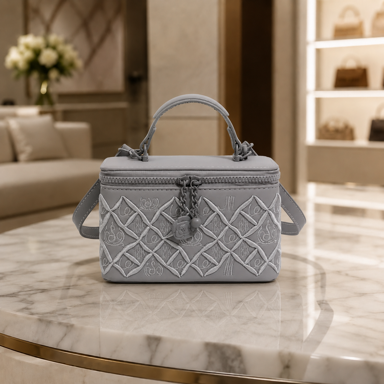 Embroidery Virelle Fleur Luxe Vanity Bag