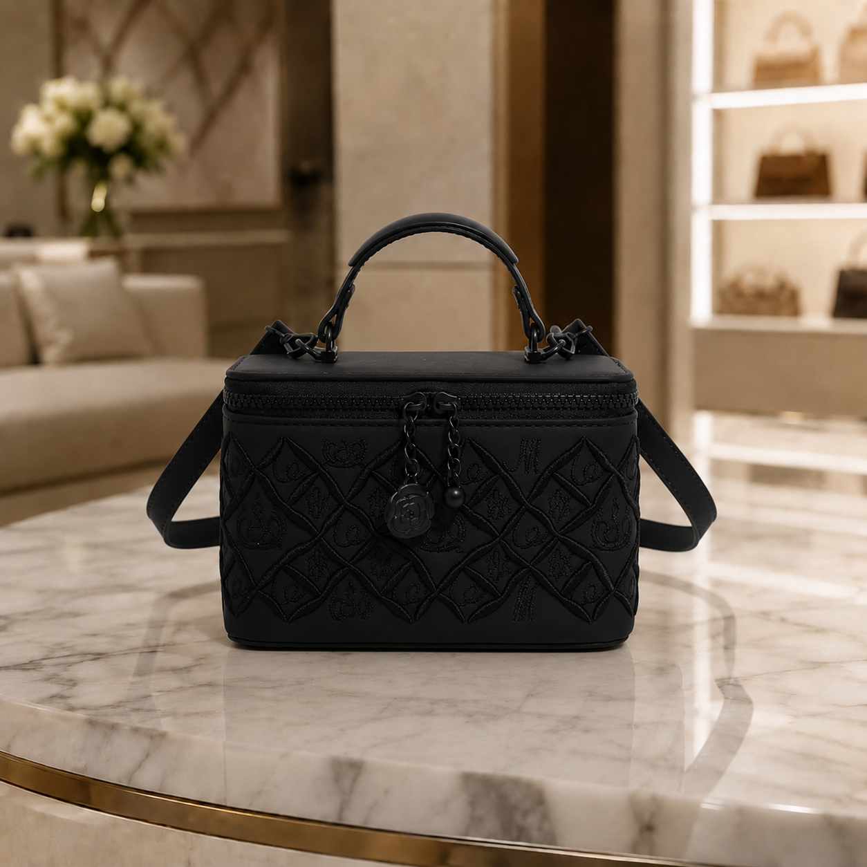 Embroidery Virelle Fleur Luxe Vanity Bag