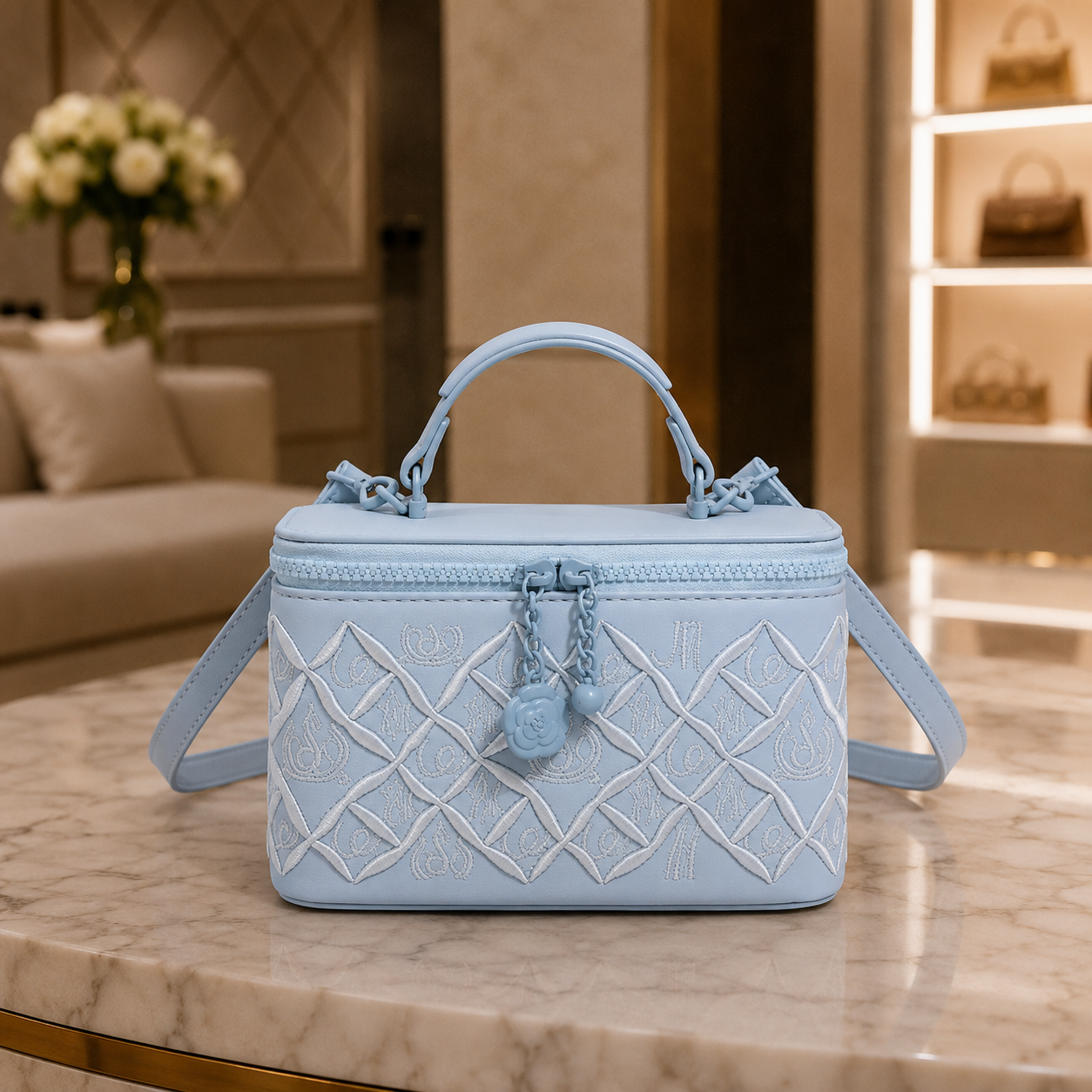 Embroidery Virelle Fleur Luxe Vanity Bag