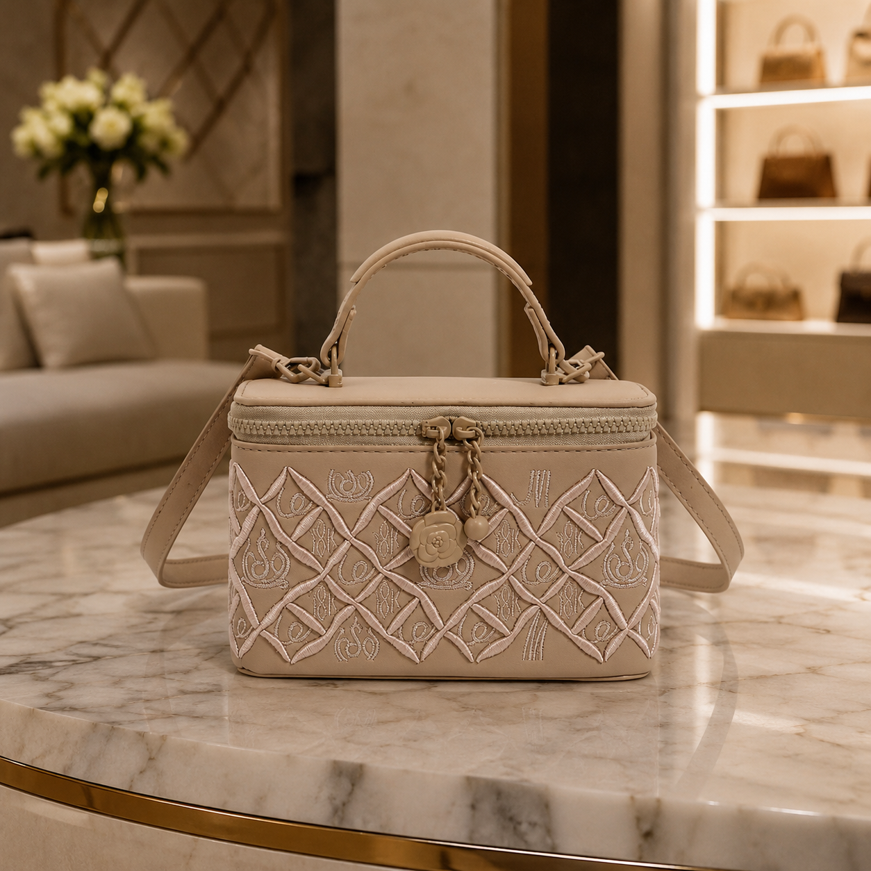 Embroidery Virelle Fleur Luxe Vanity Bag