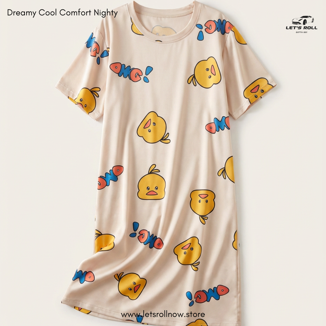 LetsRoll Dreamy Cool Comfort Nighty – লুজ ফিট কার্টুন হোম ড্রেস