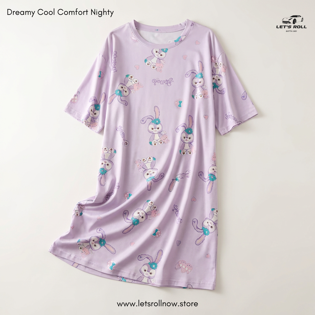 LetsRoll Dreamy Cool Comfort Nighty – লুজ ফিট কার্টুন হোম ড্রেস