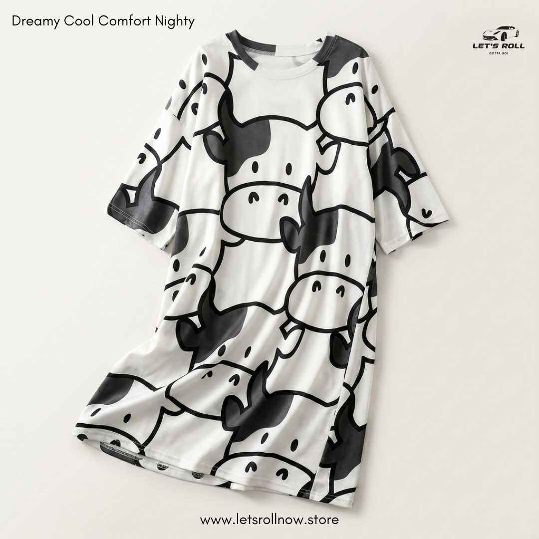 LetsRoll Dreamy Cool Comfort Nighty – লুজ ফিট কার্টুন হোম ড্রেস