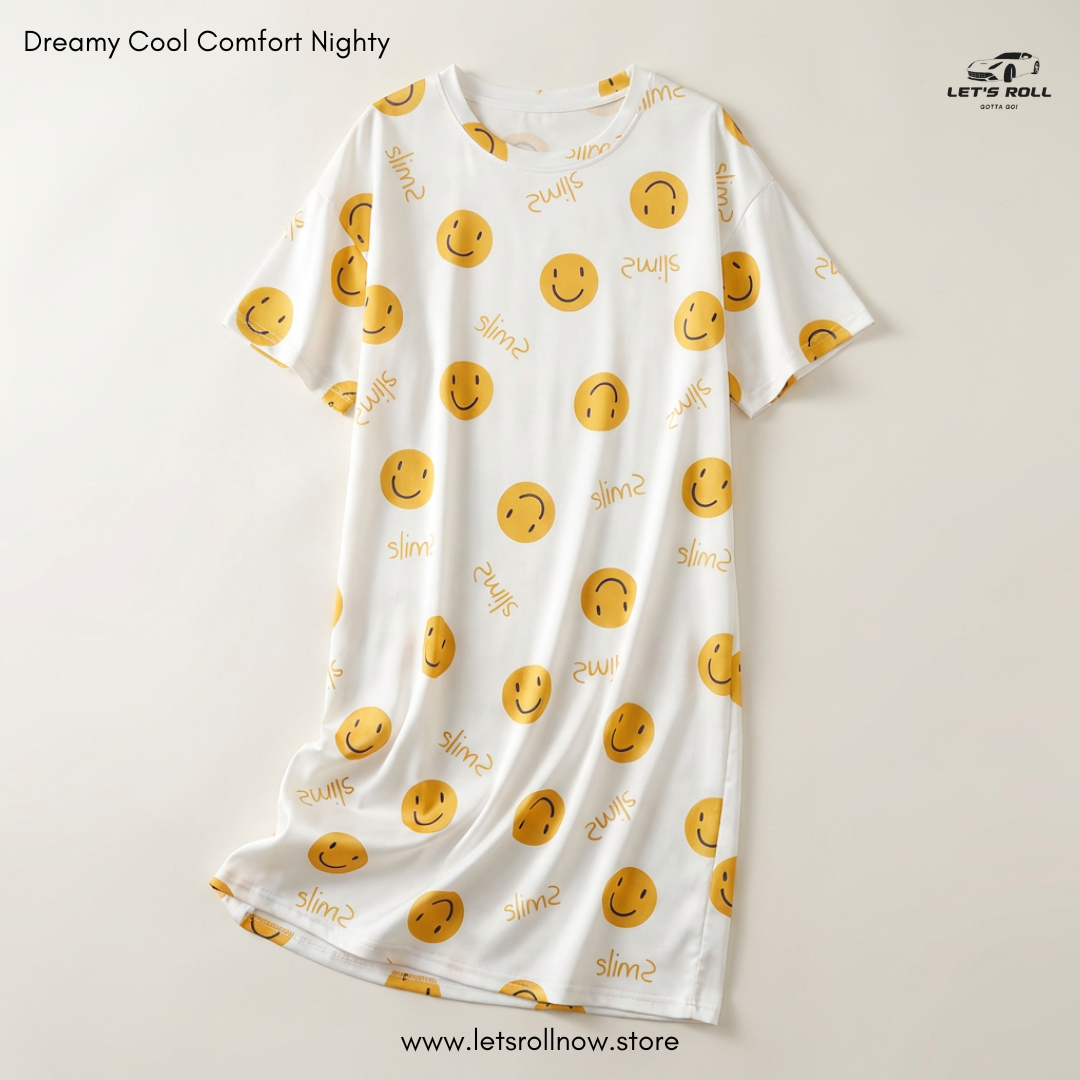 LetsRoll Dreamy Cool Comfort Nighty – লুজ ফিট কার্টুন হোম ড্রেস