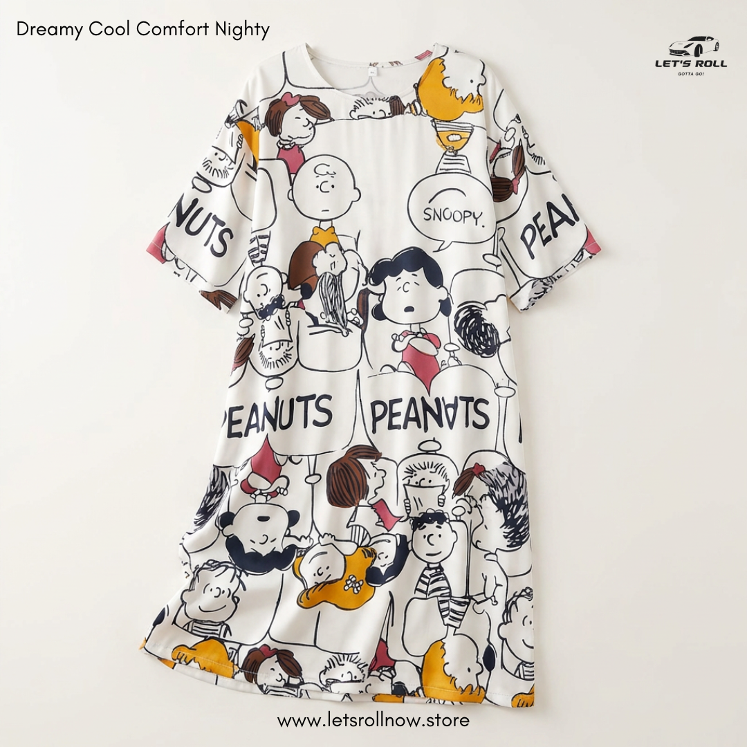 LetsRoll Dreamy Cool Comfort Nighty – লুজ ফিট কার্টুন হোম ড্রেস