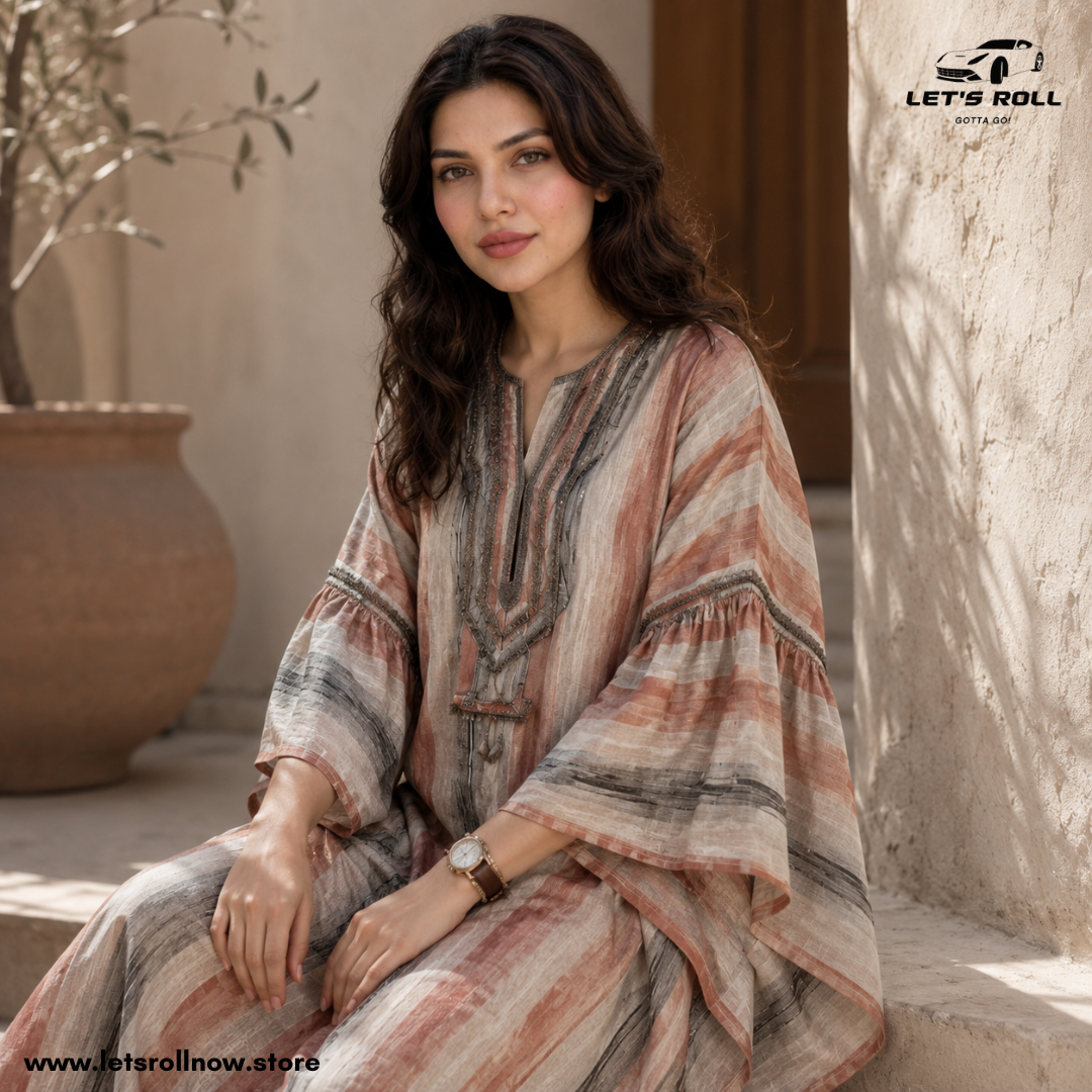 Riviera Luxe Botanical Kaftan Maxi Dress – Premium Resort Wear