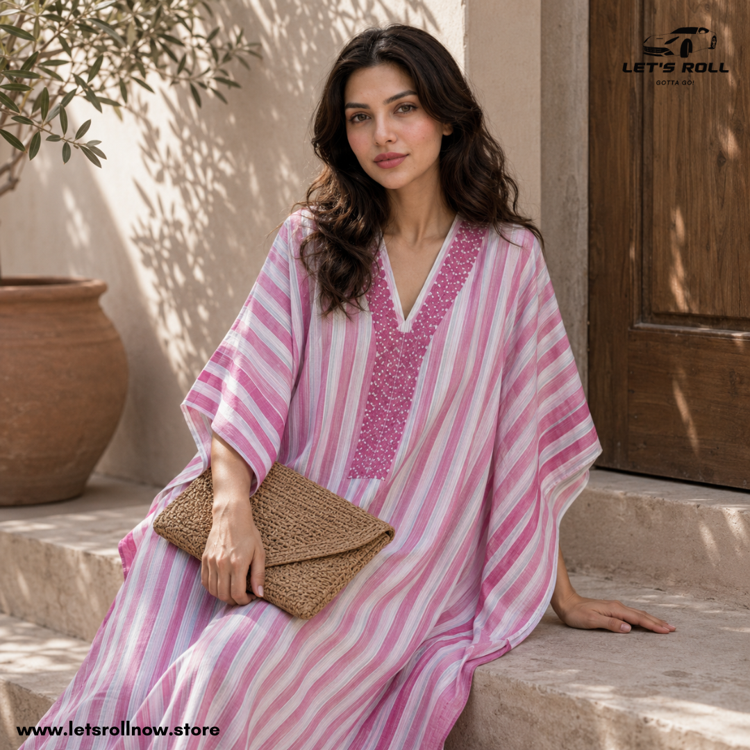 Riviera Luxe Botanical Kaftan Maxi Dress – Premium Resort Wear