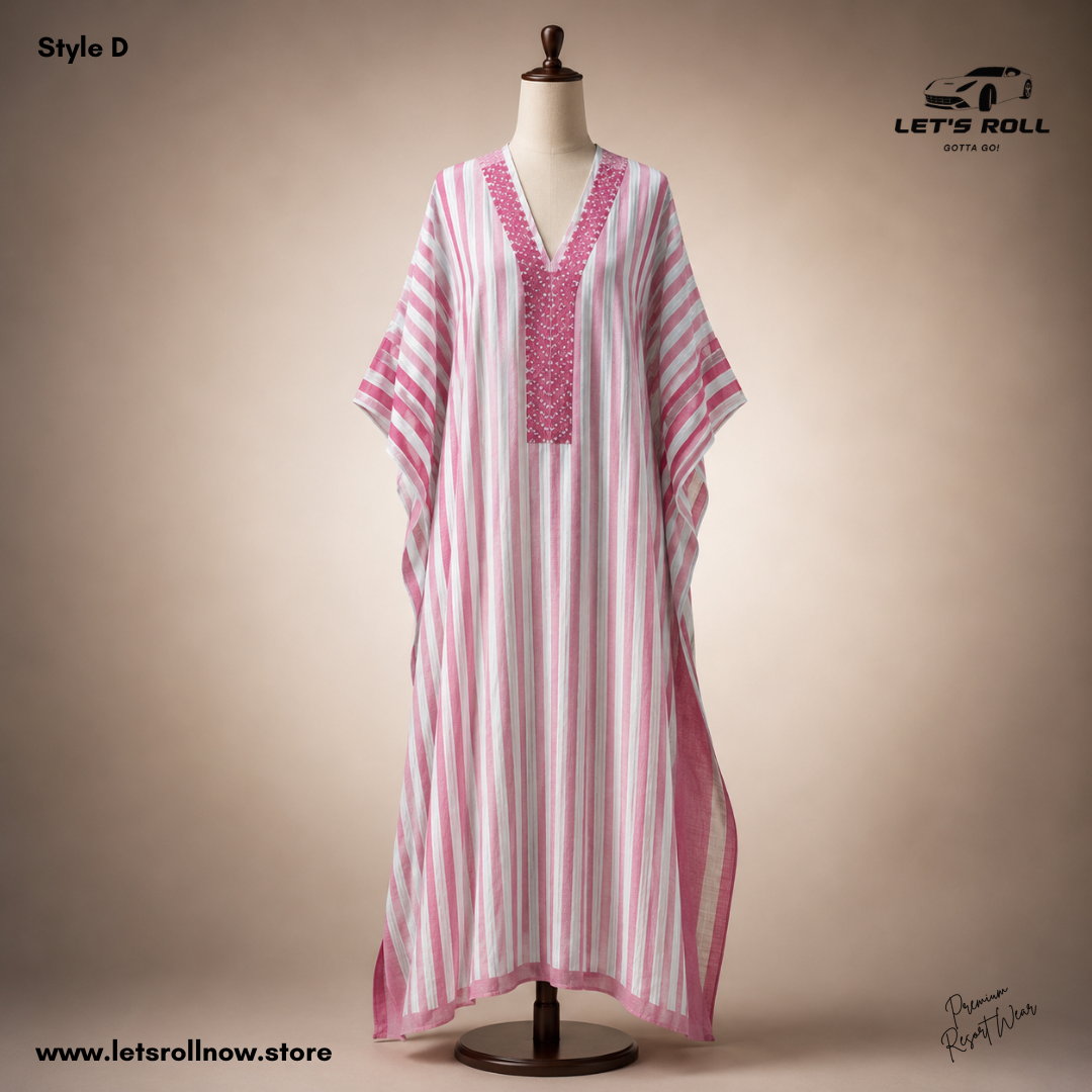 Riviera Luxe Botanical Kaftan Maxi Dress – Premium Resort Wear