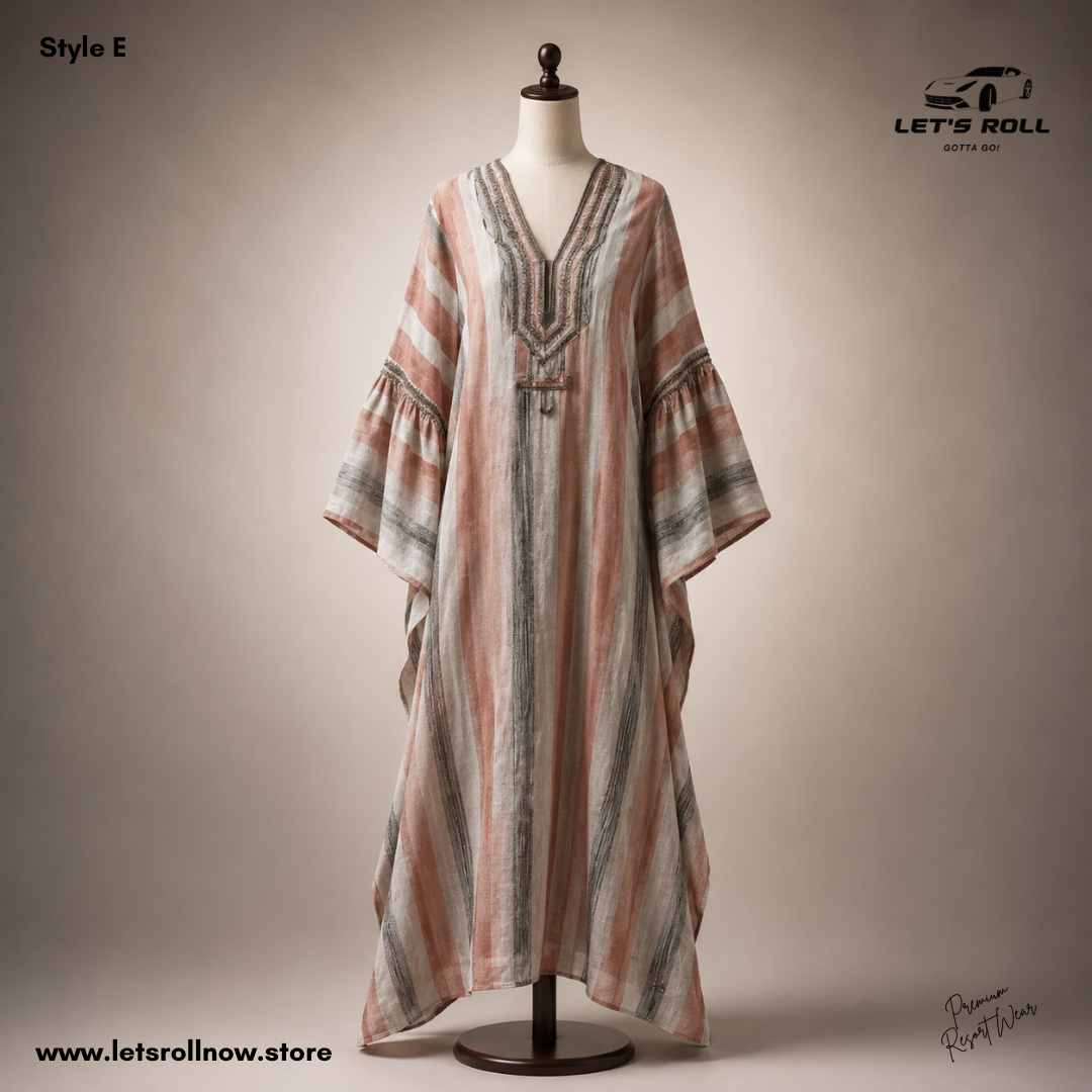 Riviera Luxe Botanical Kaftan Maxi Dress – Premium Resort Wear