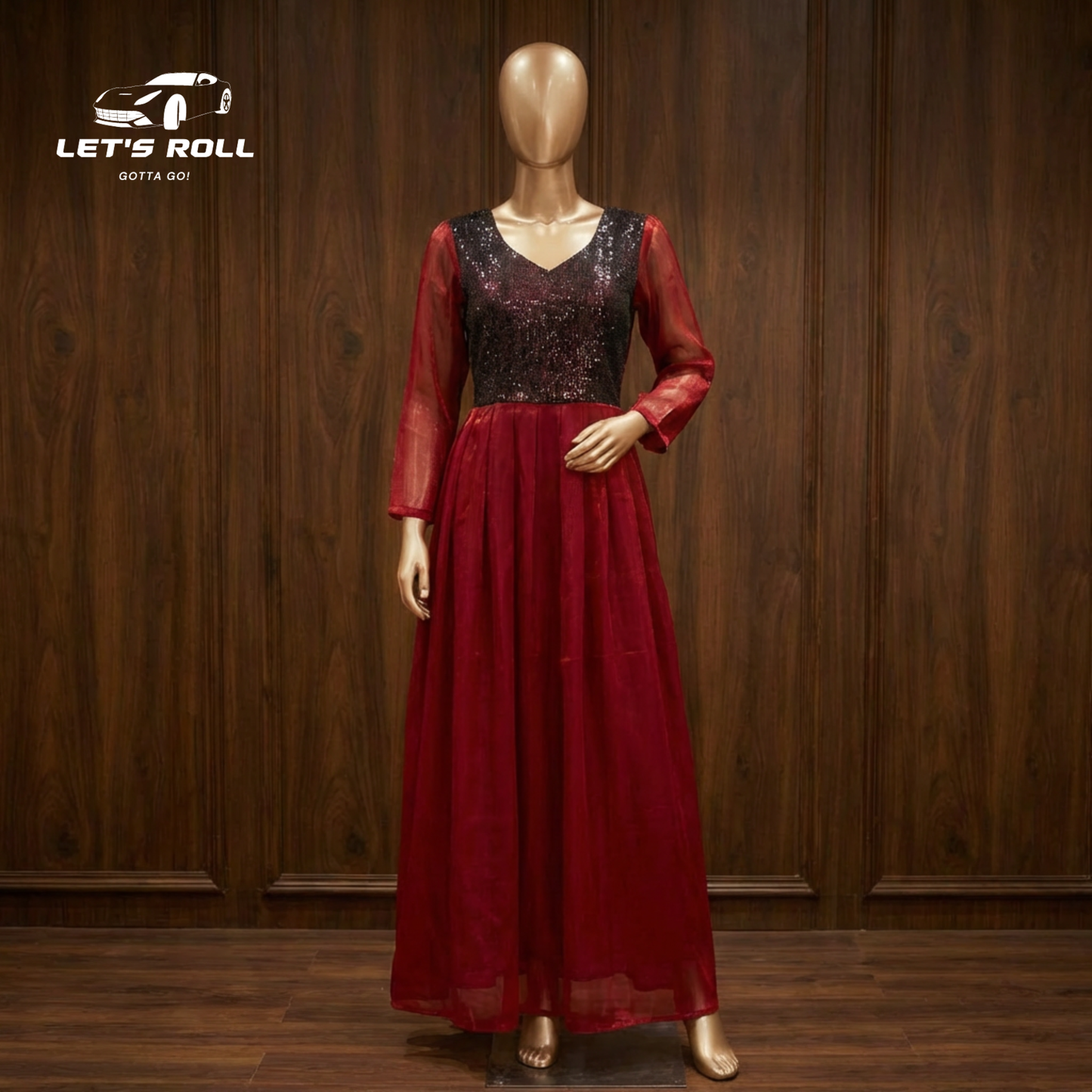 Premium Pakistani Organza Gown | এলিগ্যান্ট ব্ল্যাক সিকুইন্স পার্টি ও ফেস্টিভ ওয়্যার