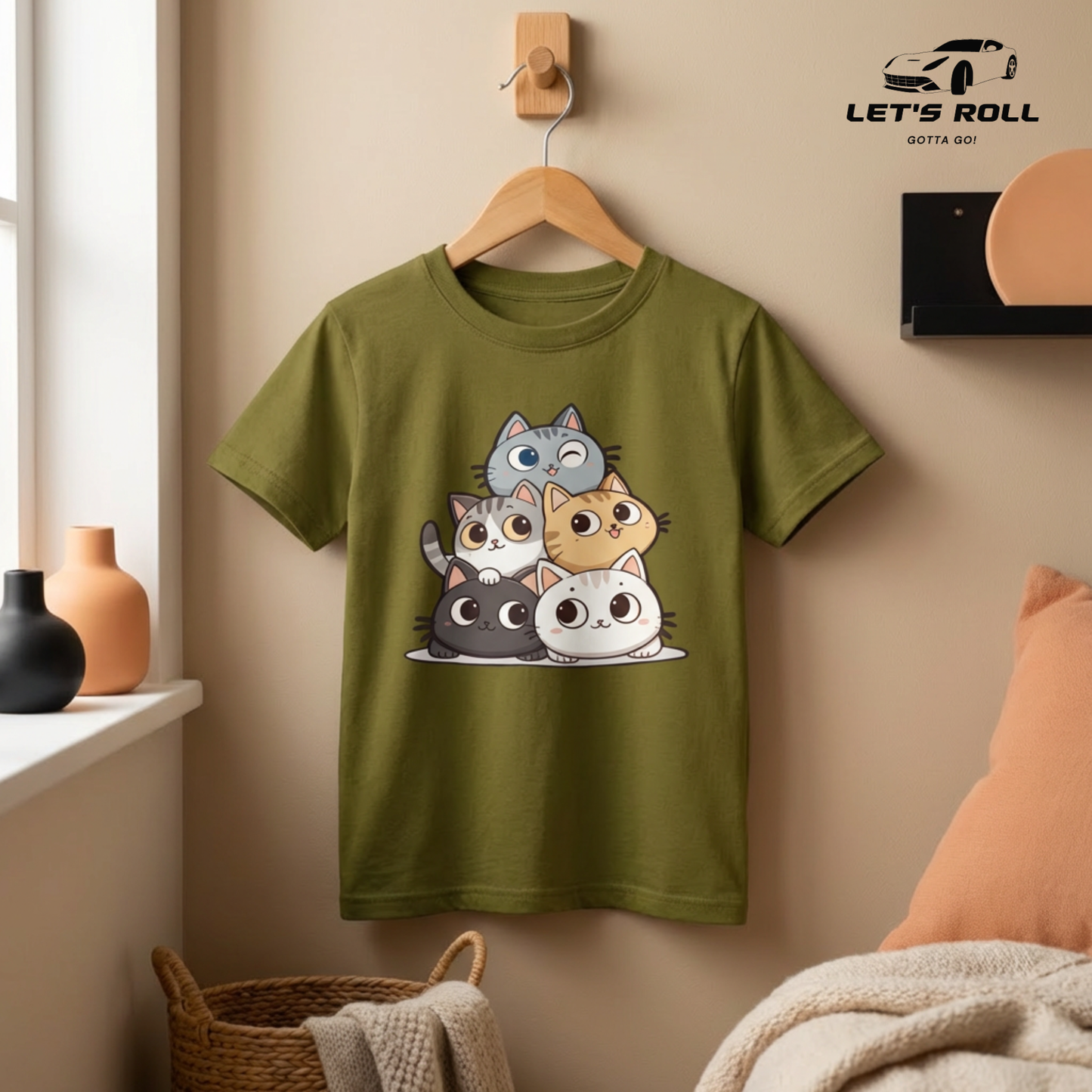 Kids Cute Cat Print Cotton T-Shirt (Unisex) | আরামদায়ক ও স্টাইলিশ কিডস ডেইলি ও ক্যাজুয়াল ওয়্যার