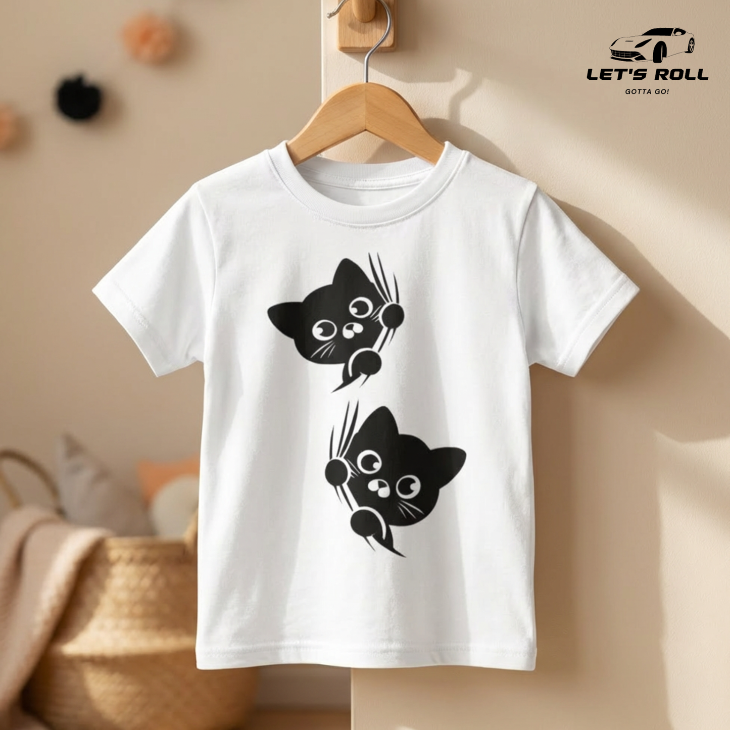Kids Double Cat Print Cotton T-Shirt (Unisex) | আরামদায়ক ও স্টাইলিশ কিডস ডেইলি ও ক্যাজুয়াল ওয়্যার