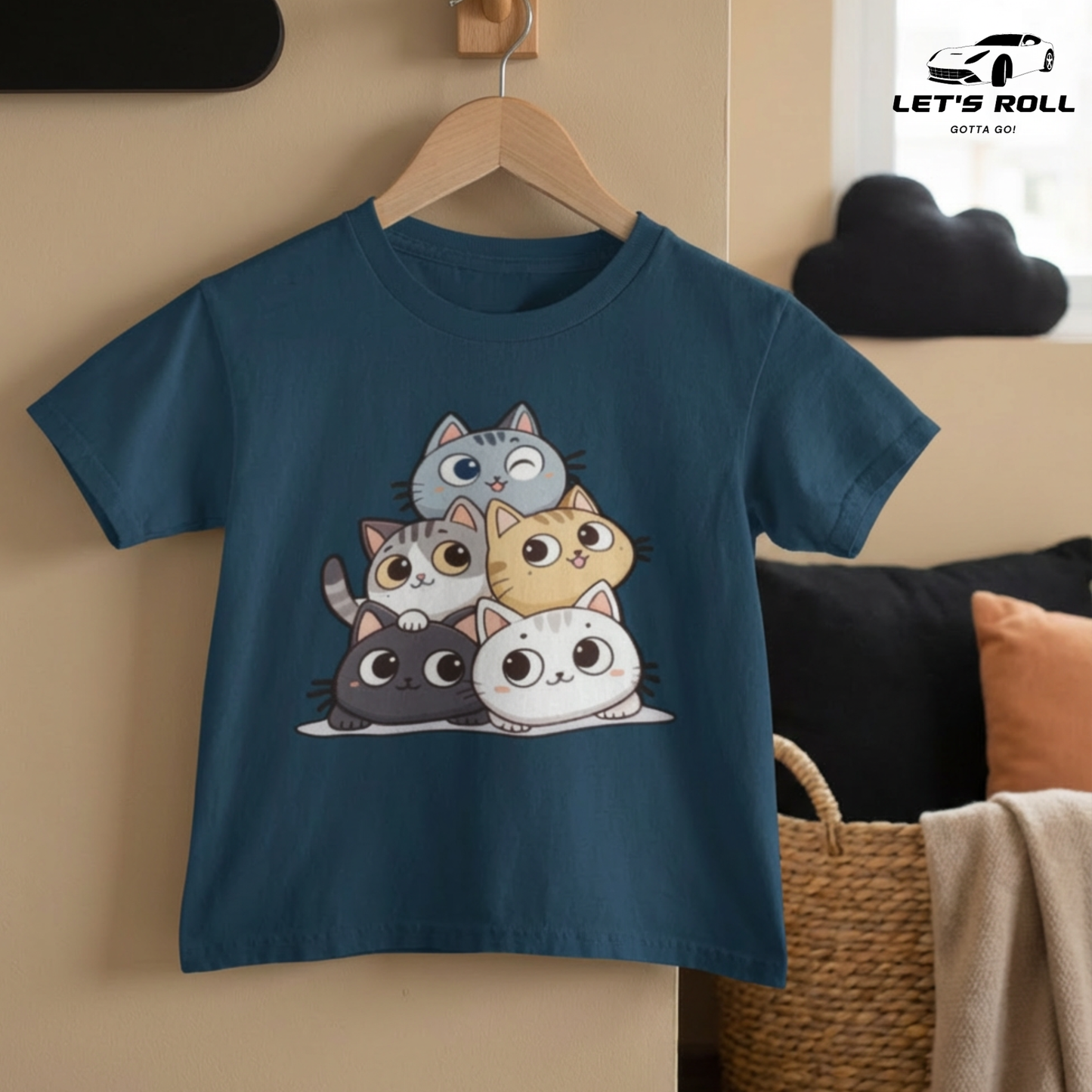 Kids Cute Cat Print Cotton T-Shirt (Unisex) | আরামদায়ক ও স্টাইলিশ কিডস ডেইলি ও ক্যাজুয়াল ওয়্যার