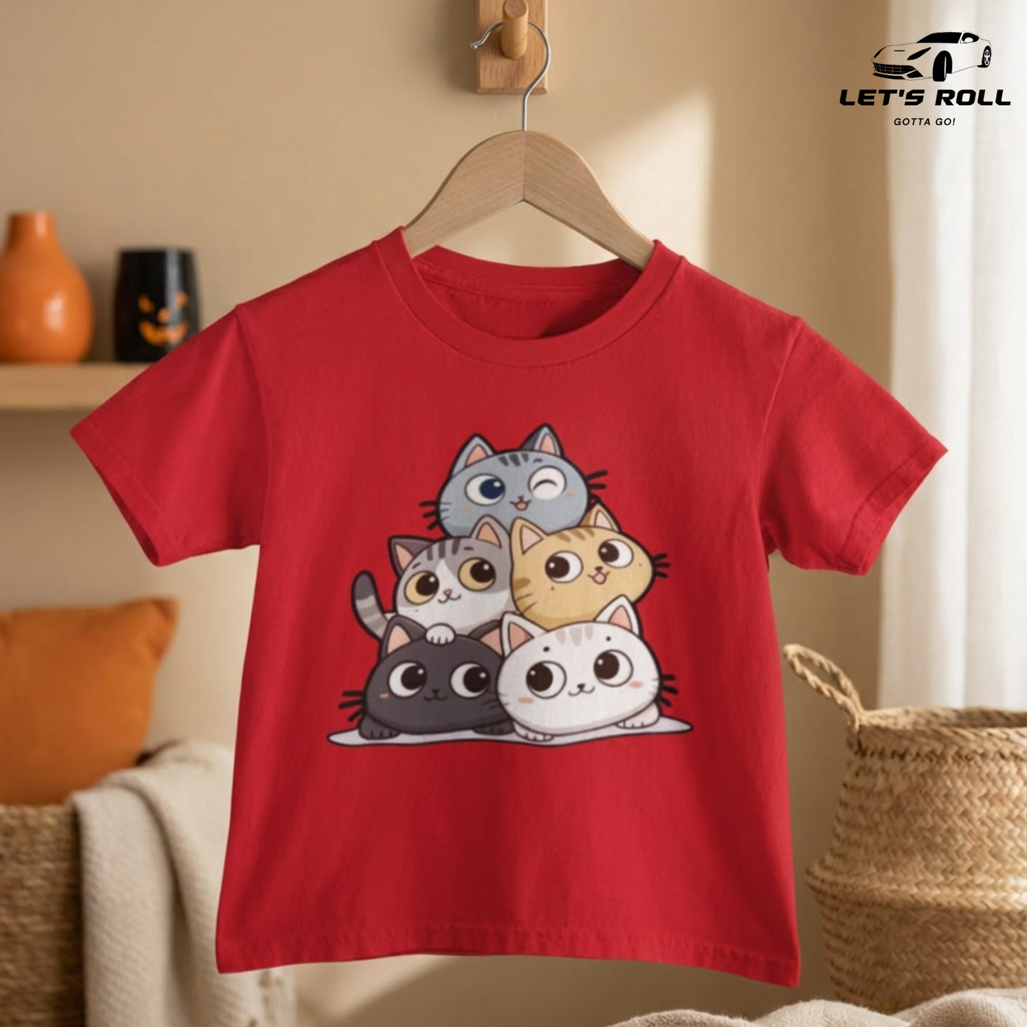 Kids Cute Cat Print Cotton T-Shirt (Unisex) | আরামদায়ক ও স্টাইলিশ কিডস ডেইলি ও ক্যাজুয়াল ওয়্যার