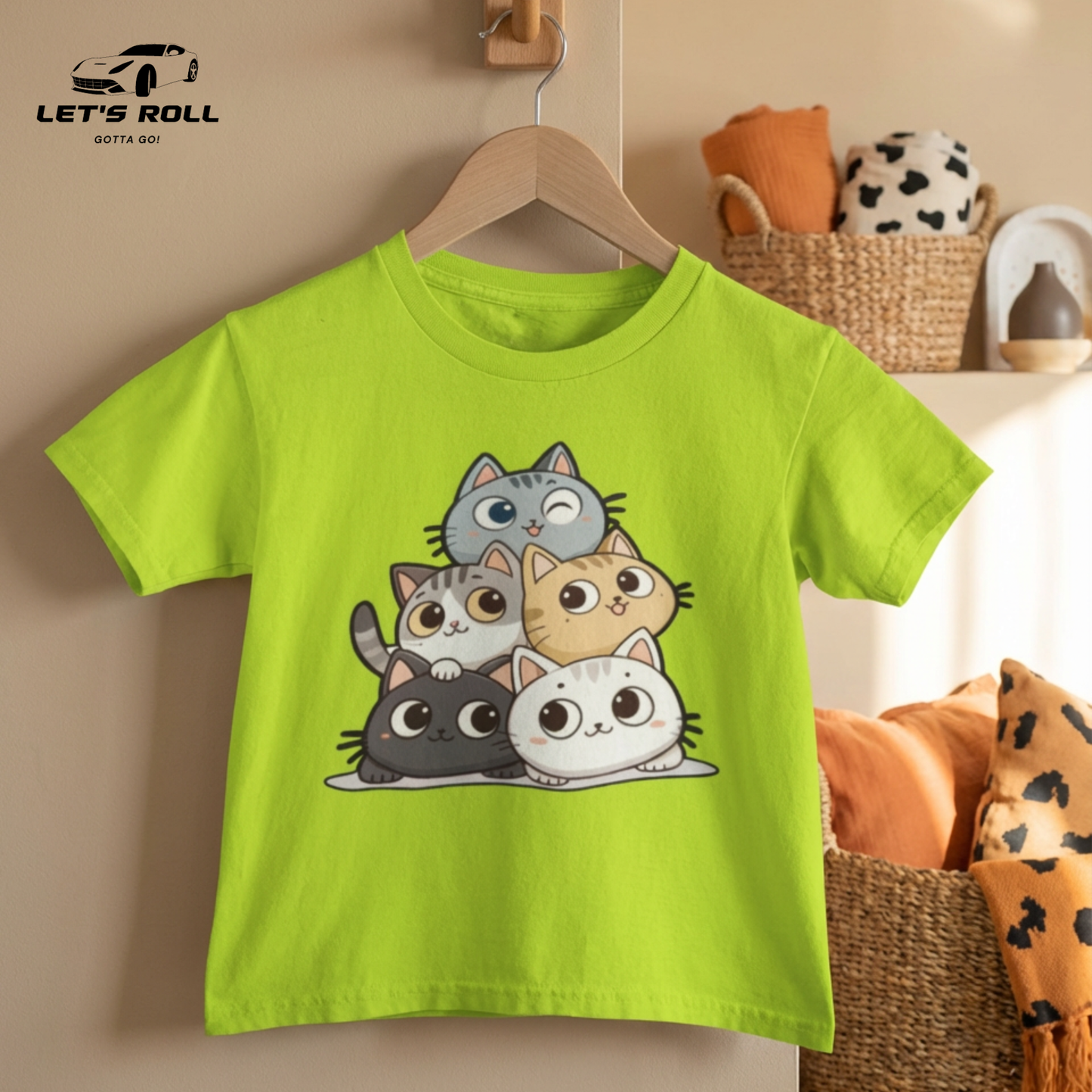 Kids Cute Cat Print Cotton T-Shirt (Unisex) | আরামদায়ক ও স্টাইলিশ কিডস ডেইলি ও ক্যাজুয়াল ওয়্যার
