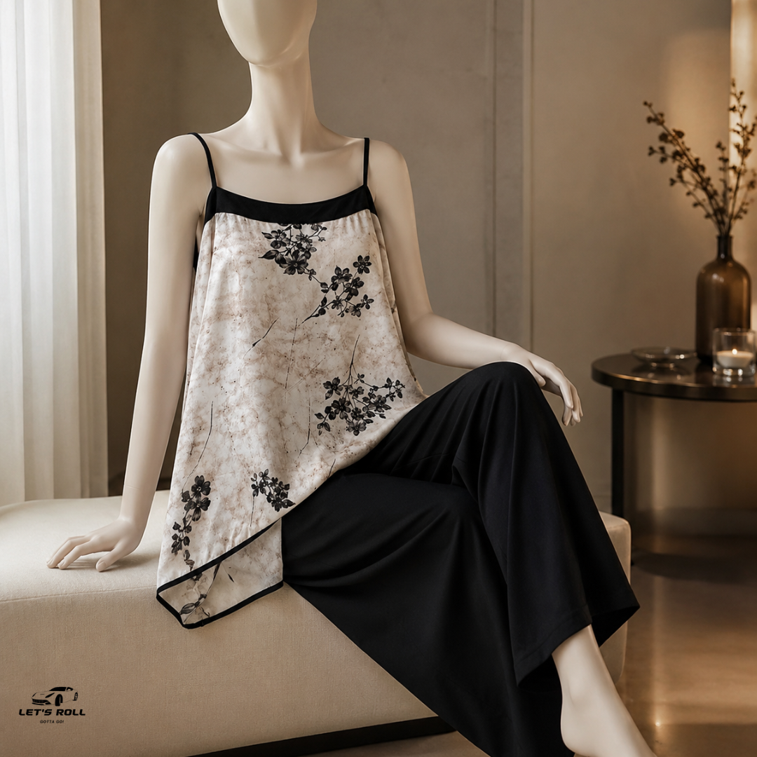Elara Printed Cotton-Silk Lounge Set