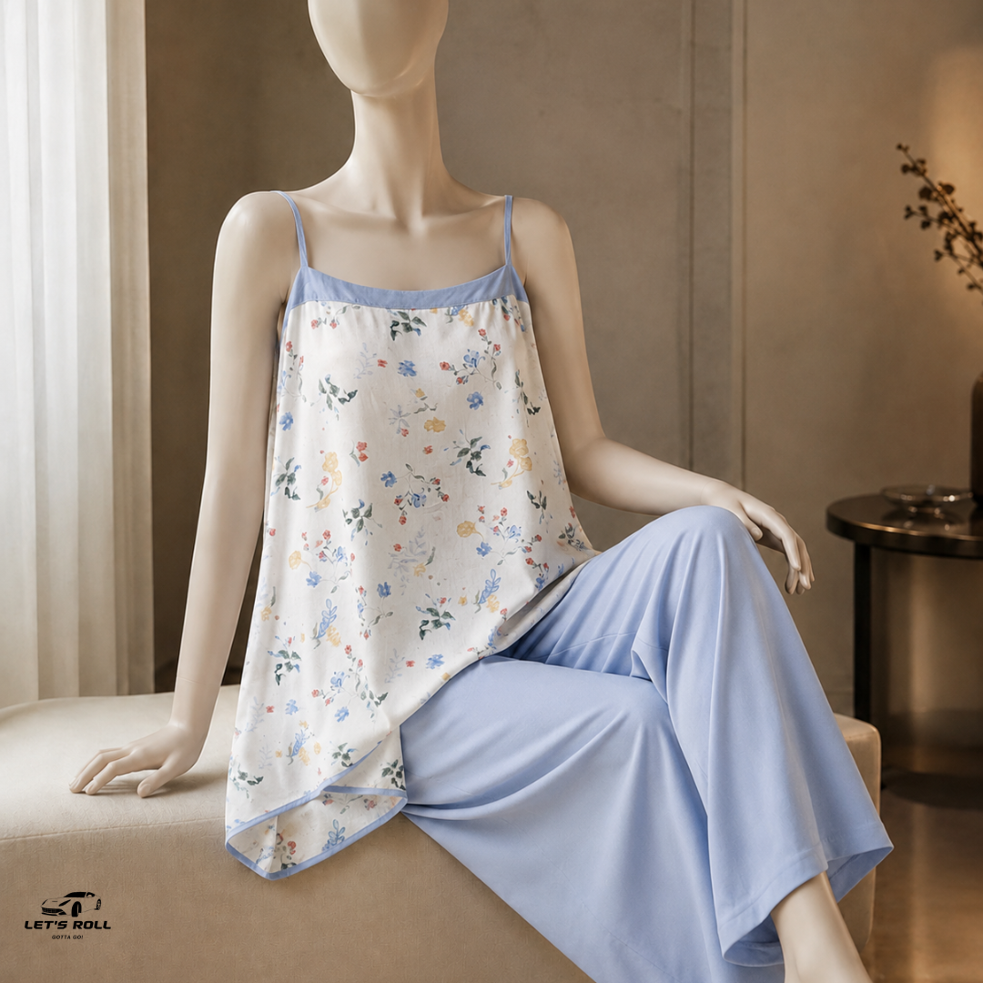 Elara Printed Cotton-Silk Lounge Set