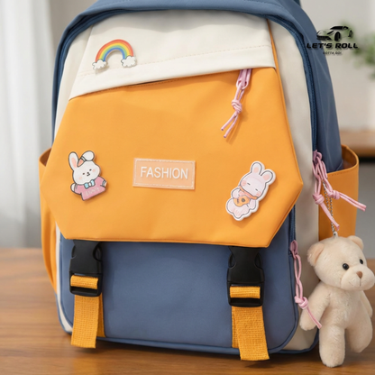 Kids Cartoon Backpack | Cute School Bag with Teddy Charm | Lightweight & Durable | Unisex