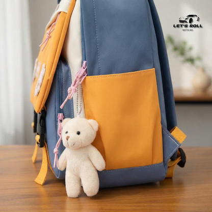 Kids Cartoon Backpack | Cute School Bag with Teddy Charm | Lightweight & Durable | Unisex