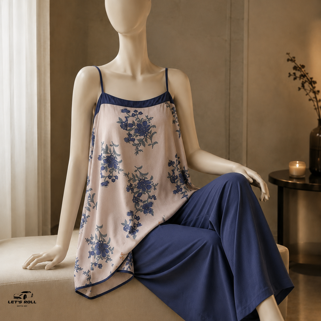 Elara Printed Cotton-Silk Lounge Set