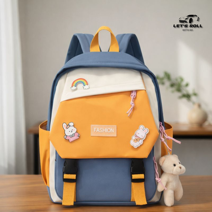 Kids Cartoon Backpack | Cute School Bag with Teddy Charm | Lightweight & Durable | Unisex