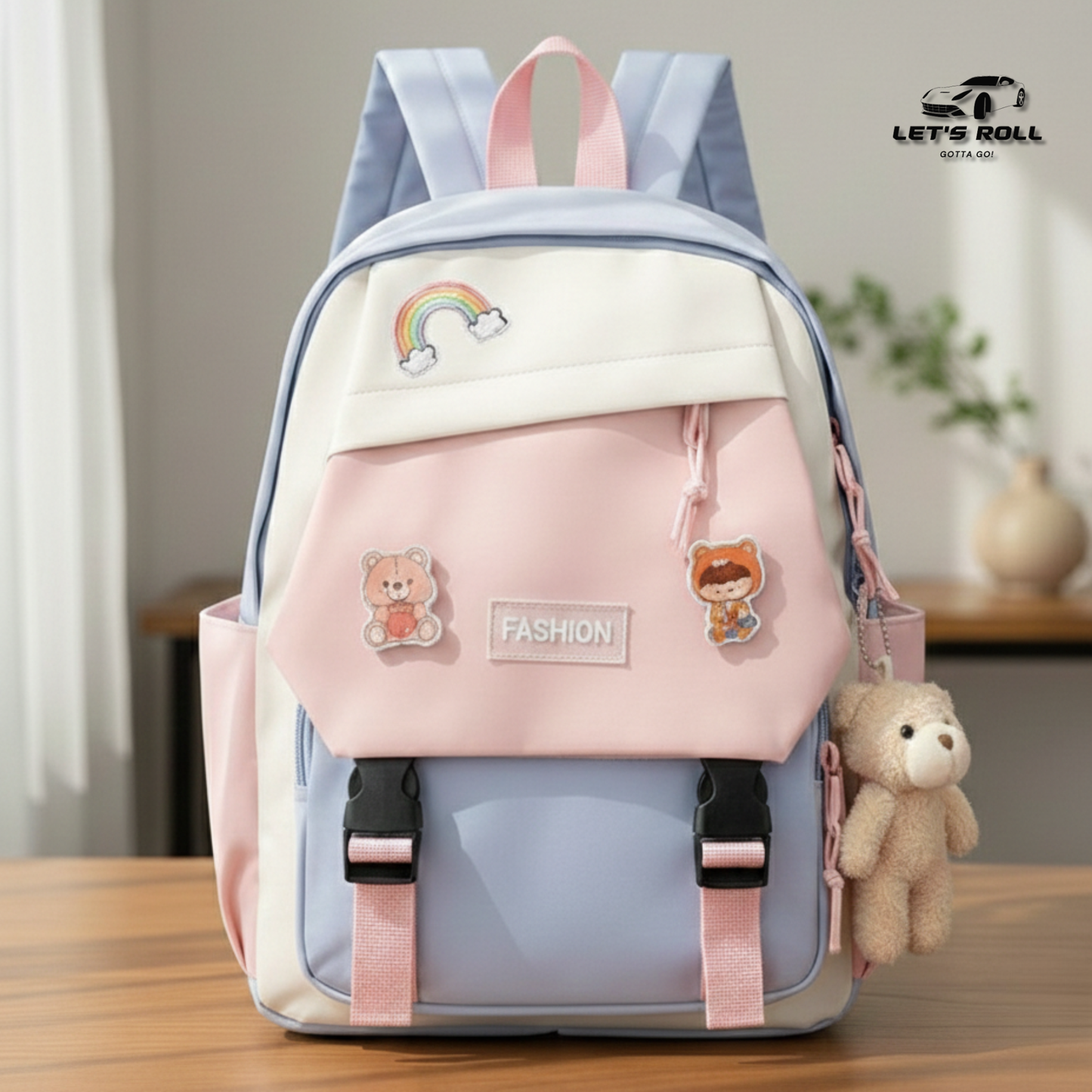 Kids Cartoon Backpack | Cute School Bag with Teddy Charm | Lightweight & Durable | Papa's Princess