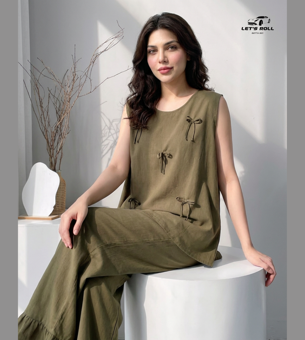 Premium Cool Cotton Silk Relax Set (Built-in Pad) – Summer Comfort Nightwear | LetsRoll