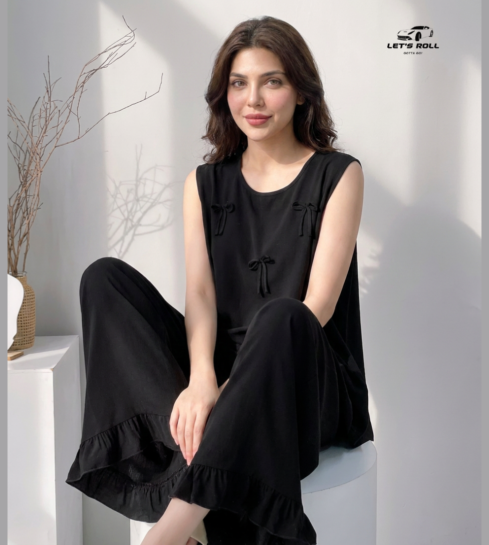 Premium Cool Cotton Silk Relax Set (Built-in Pad) – Summer Comfort Nightwear | LetsRoll