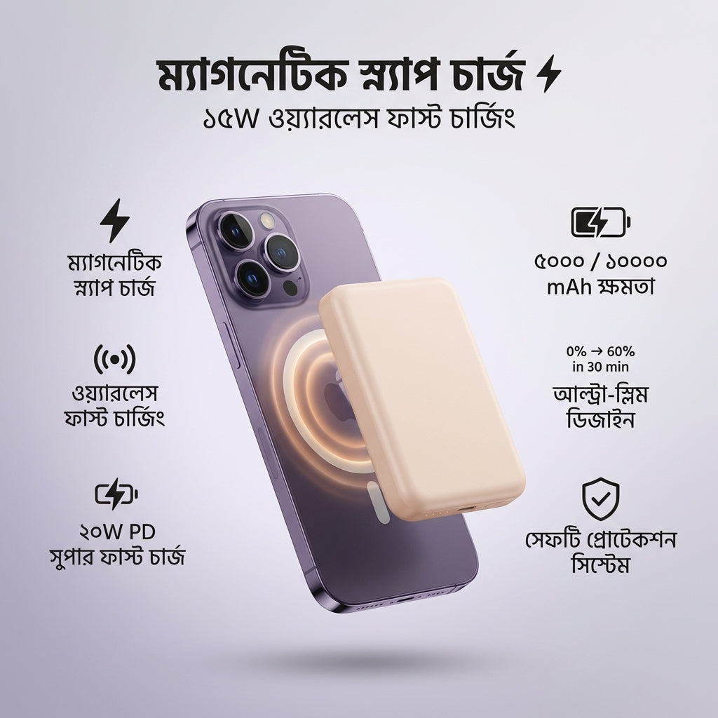 Let’s Roll MagSnap Pro 10000mAh Magnetic Power Bank ⚡ | 20W Fast Charge | iPhone 8+ & MagSafe Compatible