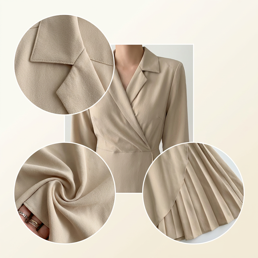 LetsRoll Elegant Retro Pleated Wrap Dress