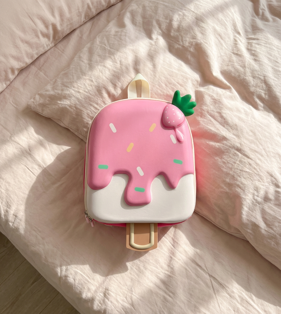 3D Ice Cream Melting Design Kids Backpack – Lightweight Kindergarten & School Bag (Unisex)