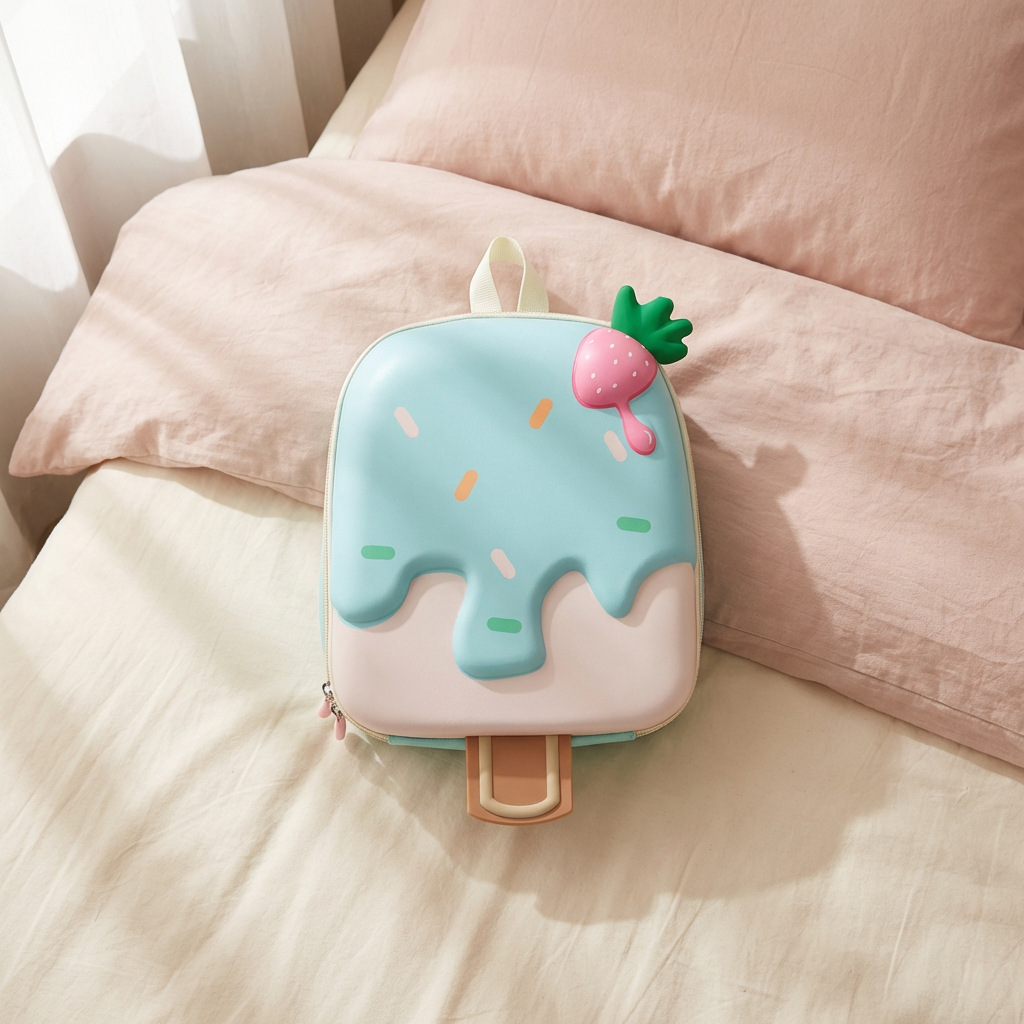 3D Ice Cream Melting Design Kids Backpack – Lightweight Kindergarten & School Bag (Unisex)