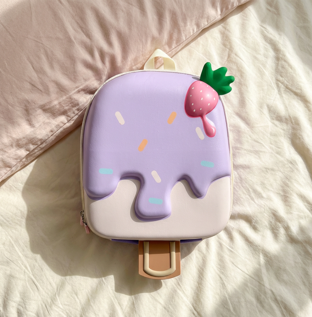 3D Ice Cream Melting Design Kids Backpack – Lightweight Kindergarten & School Bag (Unisex)