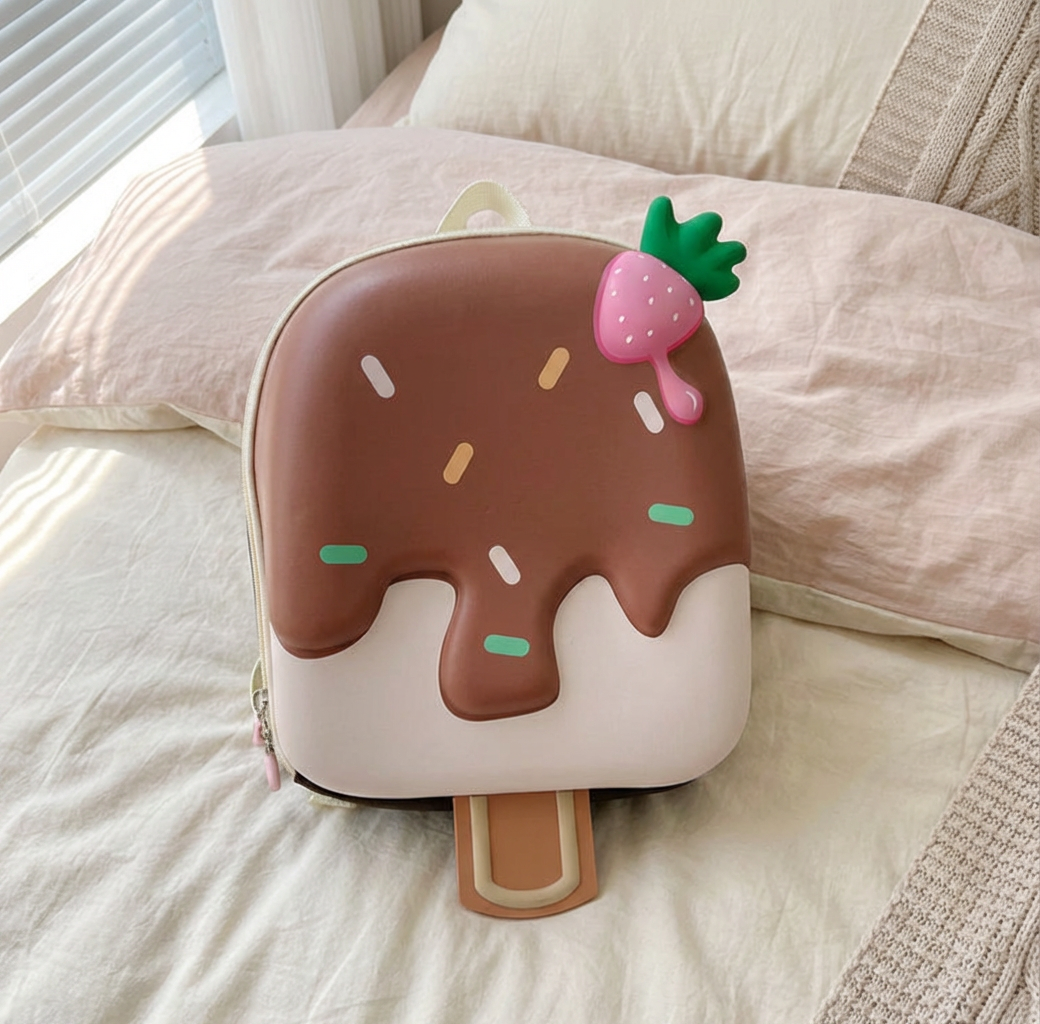 3D Ice Cream Melting Design Kids Backpack – Lightweight Kindergarten & School Bag (Unisex)