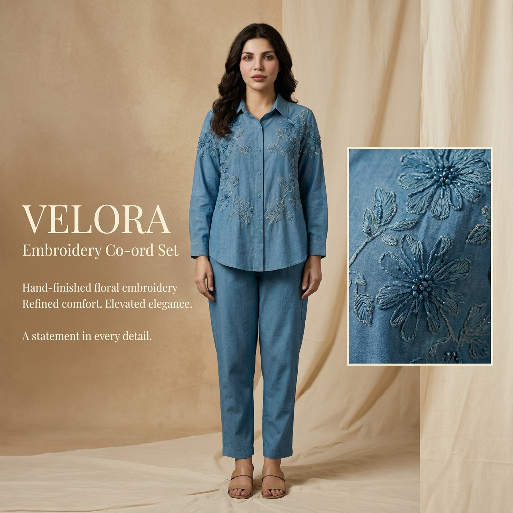 Velora Embroidery Co-ord Set