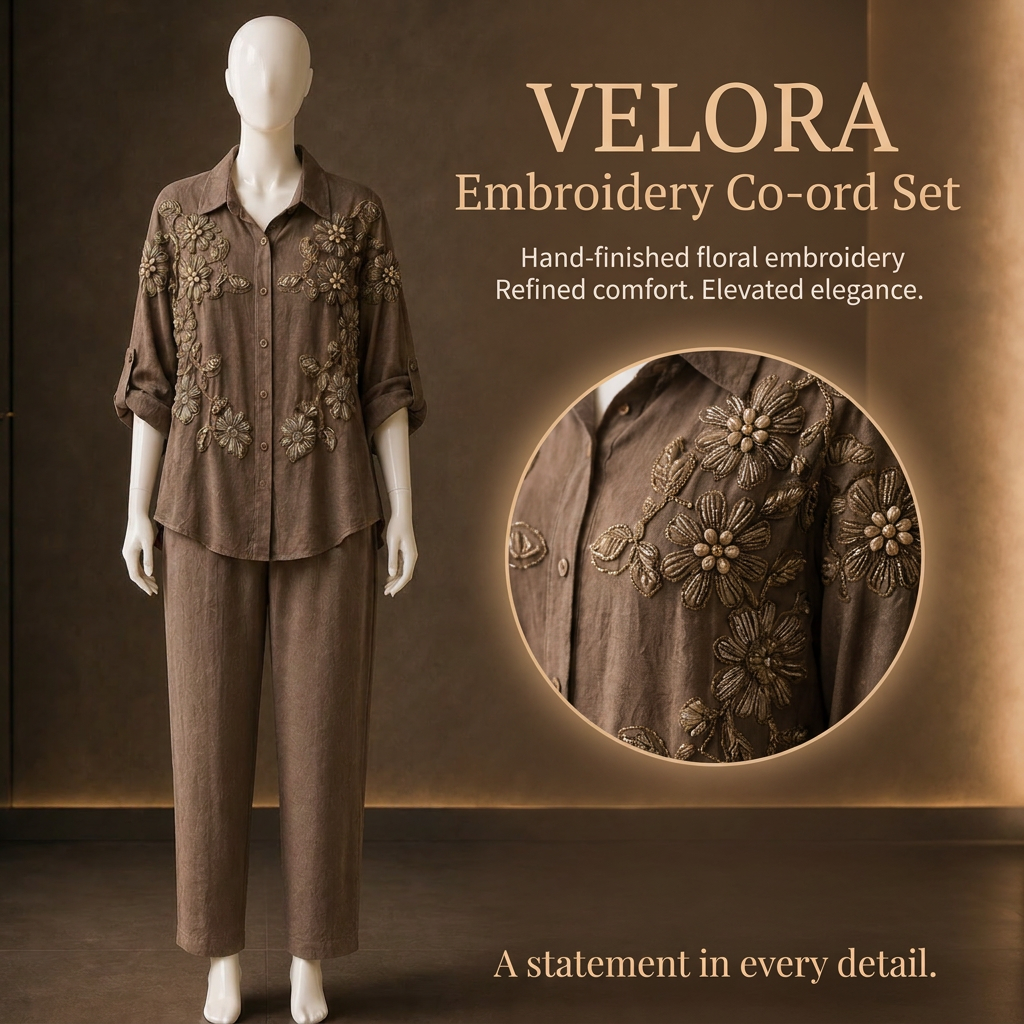 Velora Embroidery Co-ord Set