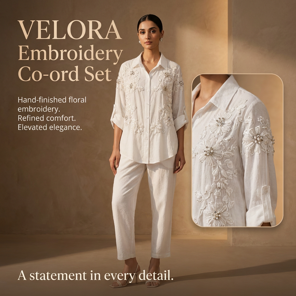 Velora Embroidery Co-ord Set