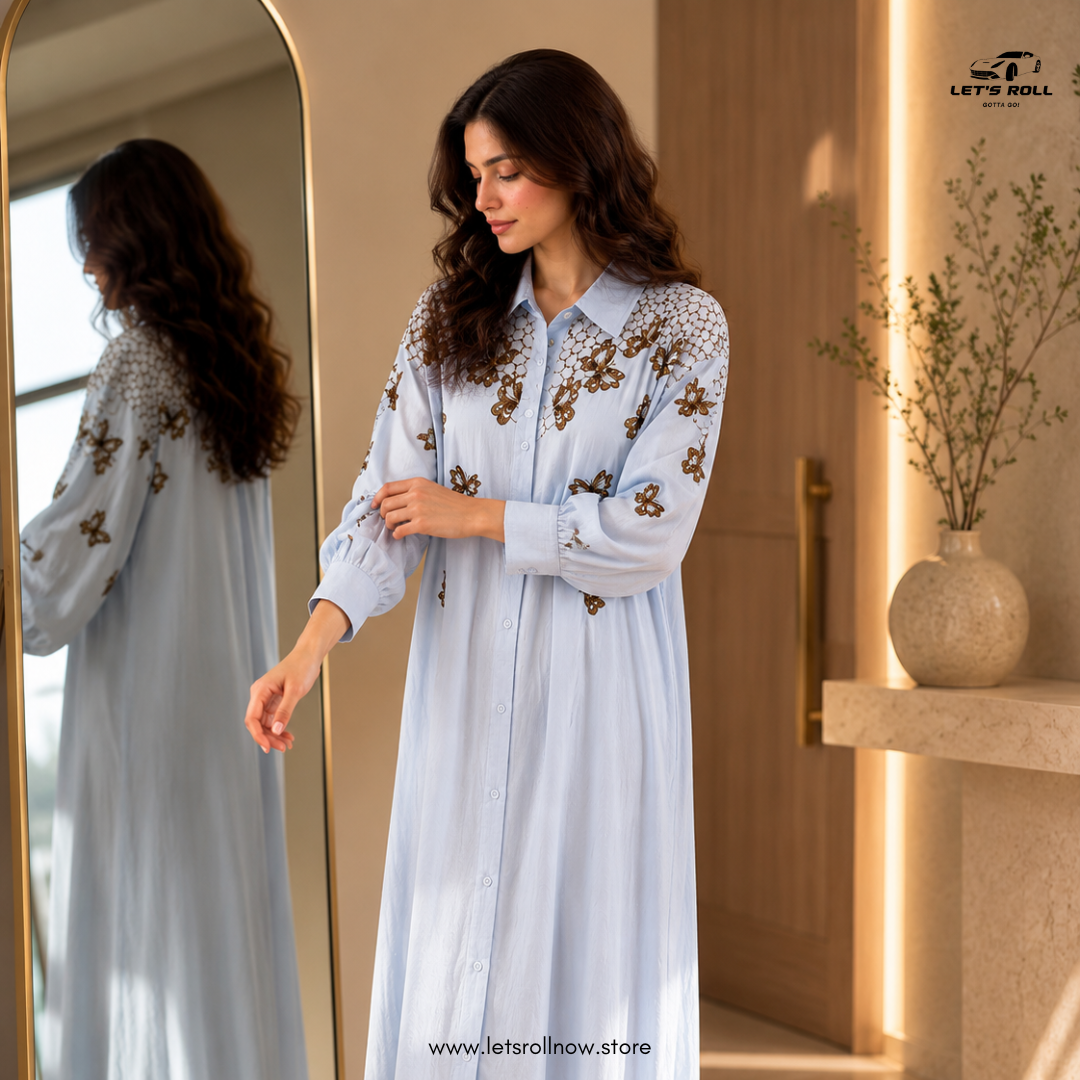 Luna Papillo Embroidered Lyocell Shirt Dress